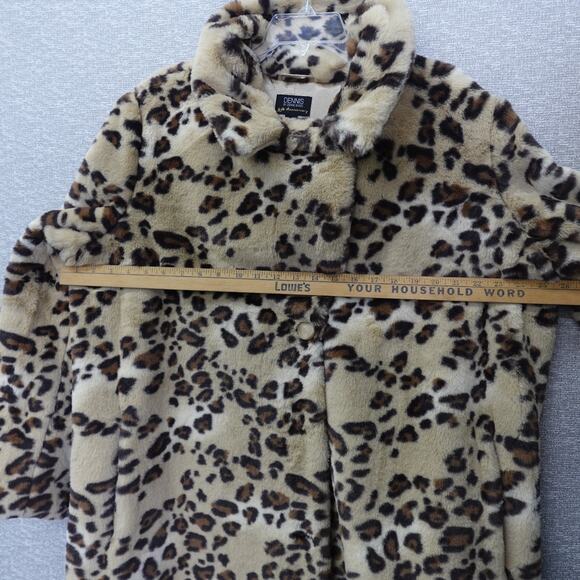 Dennis Basso Cheetah Faux Fur Coat Womens Jacket Notch Collar Crossover Lapel 1X - Picture 7 of 12